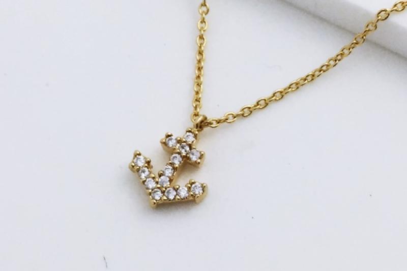 [Ozel] Vintage Vibe Glossy Brass Cubic Necklace