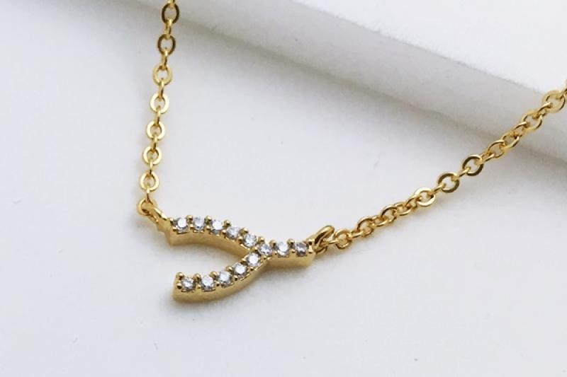 [Ozel] Unique Mood Glossy Brass Cubic Necklace