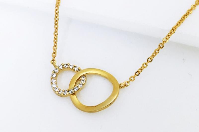 [Ozel] Modern Classic Glossy Brass Cubic Necklace