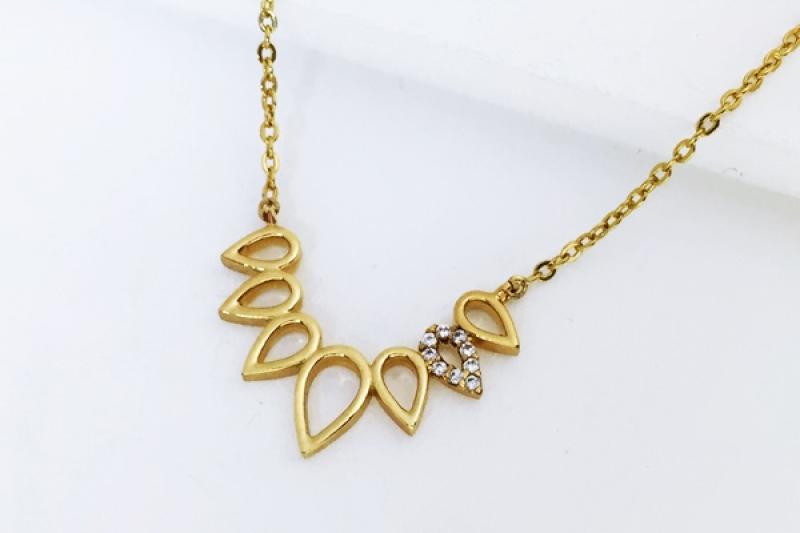 [Ozel] Wedding Guest Look Glossy Brass Cubic Necklace
