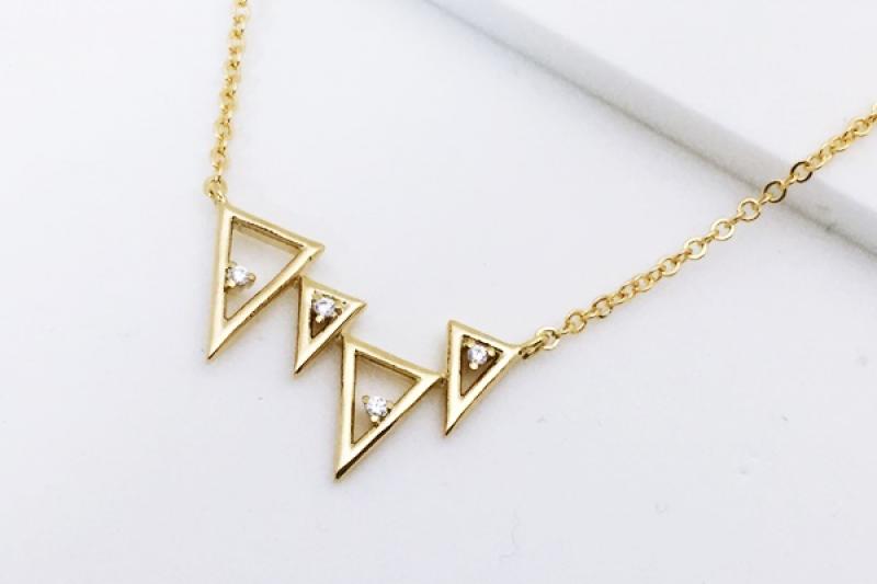 [Ozel] Layered Glossy Brass Cubic Necklace