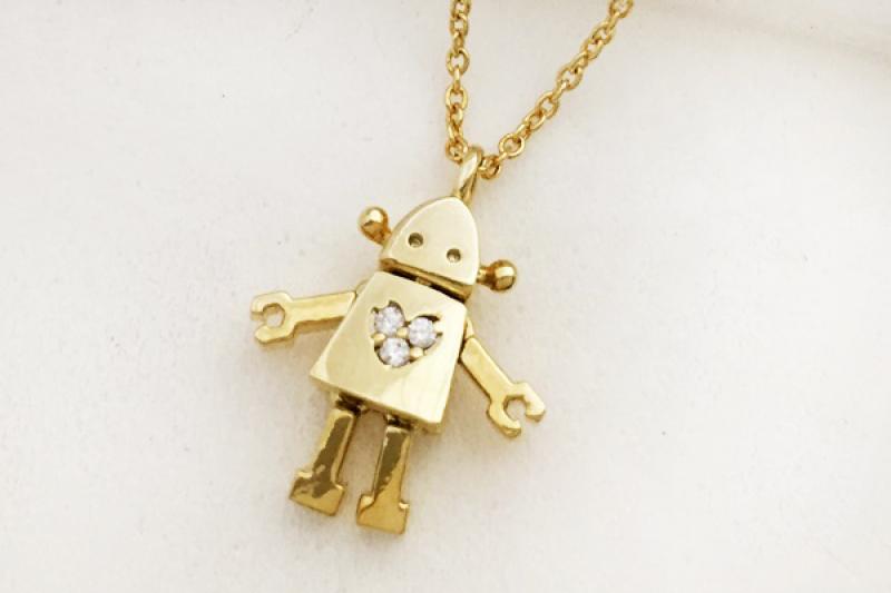 [Ozel] Elegant Glossy Brass Cubic Necklace