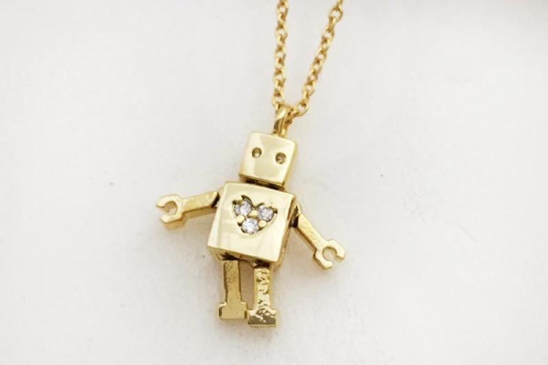 [Ozel] Sophisticated Glossy Brass Cubic Necklace