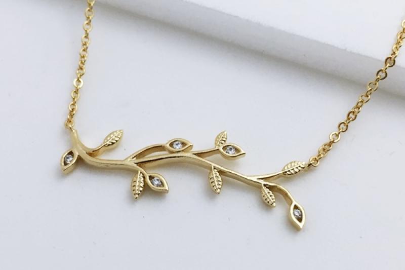 Daily Point Glossy Brass Cubic Necklace [Ozel
