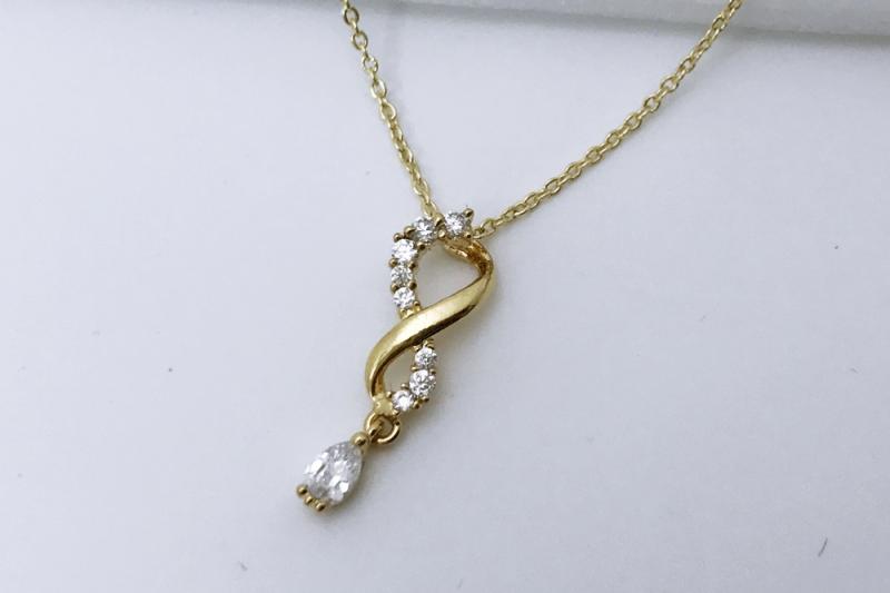 [Ozel] Layered Glossy Brass Cubic Necklace