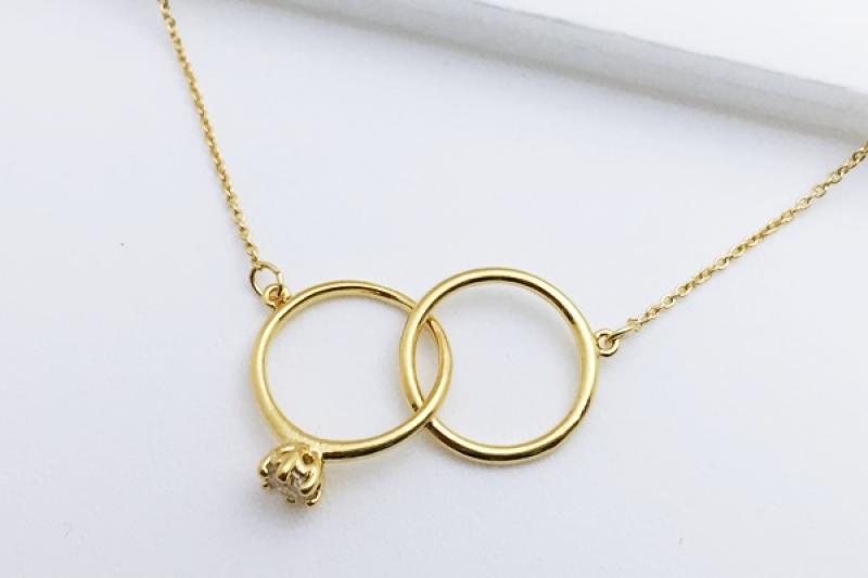 [Ozel] Trendy Glossy Brass Cubic Necklace