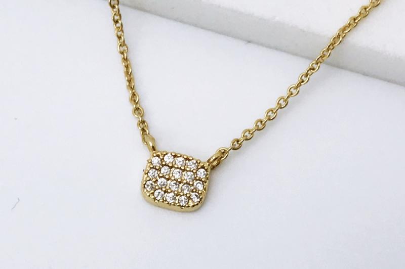 [Ozel] Elegant Glossy Brass Cubic Necklace