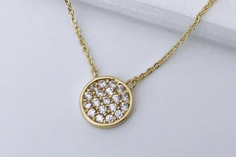 [Ozel] Romantic Mood Glossy Brass Cubic Necklace