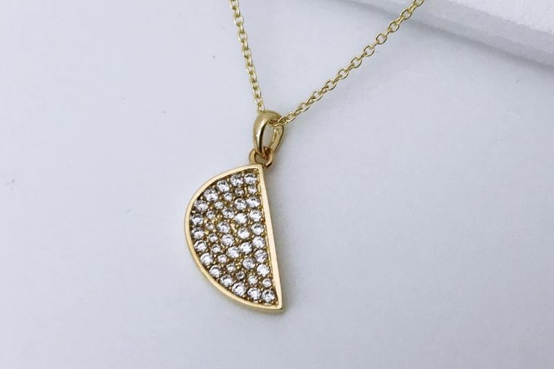 [Ozel] Daily Point Glossy Brass Cubic Necklace