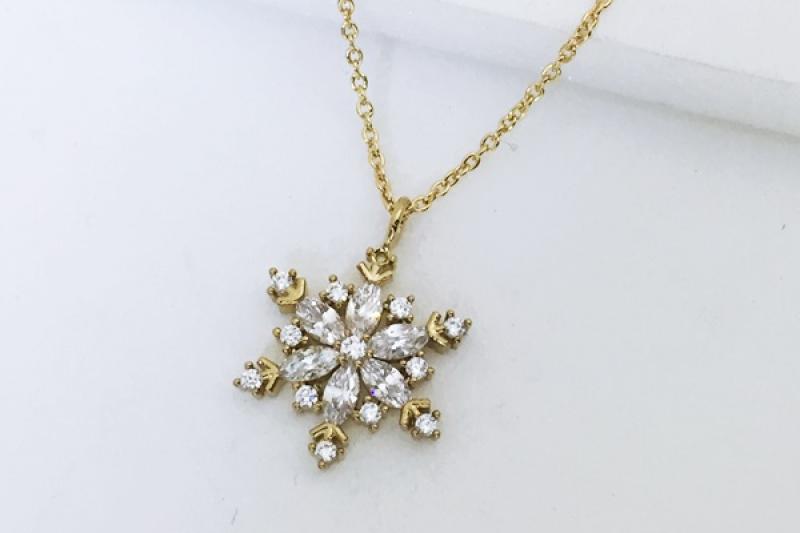 [Ozel] Unique Mood Glossy Brass Cubic Necklace