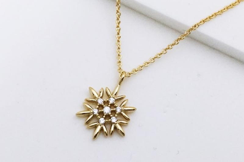 [Ozel] Elegant Glossy Brass Cubic Necklace