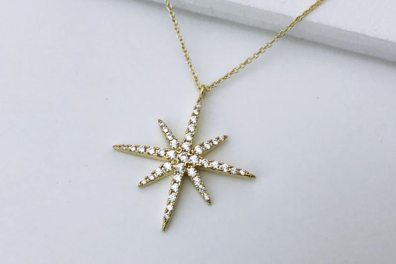 [Ozel] Simple Minimal Glossy Brass Cubic Necklace