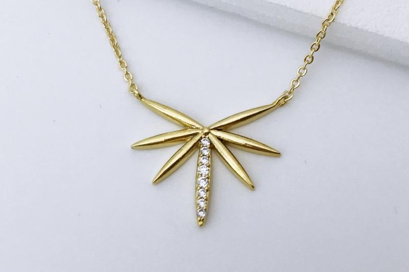 [Ozel] Daily Point Glossy Brass Cubic Necklace