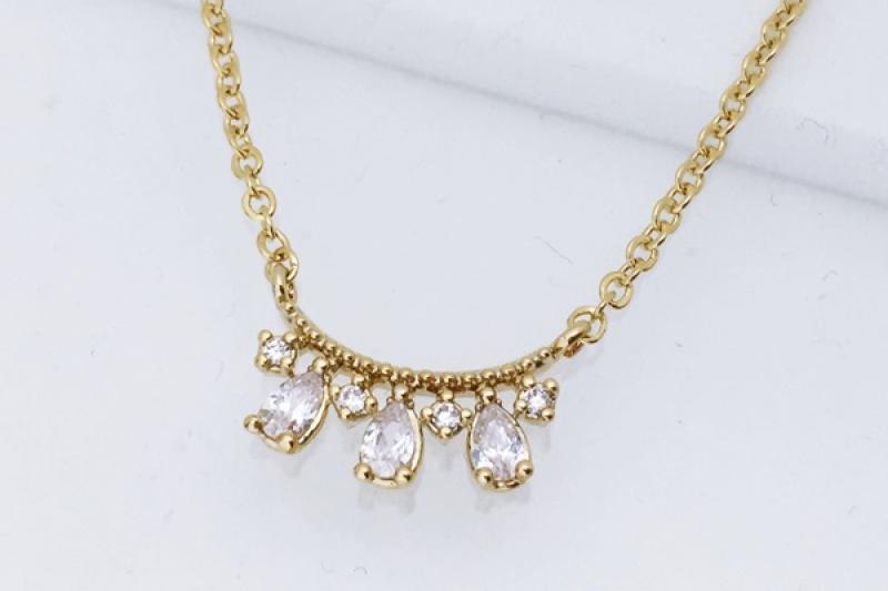 [Ozel] Elegant Glossy Brass Cubic Necklace