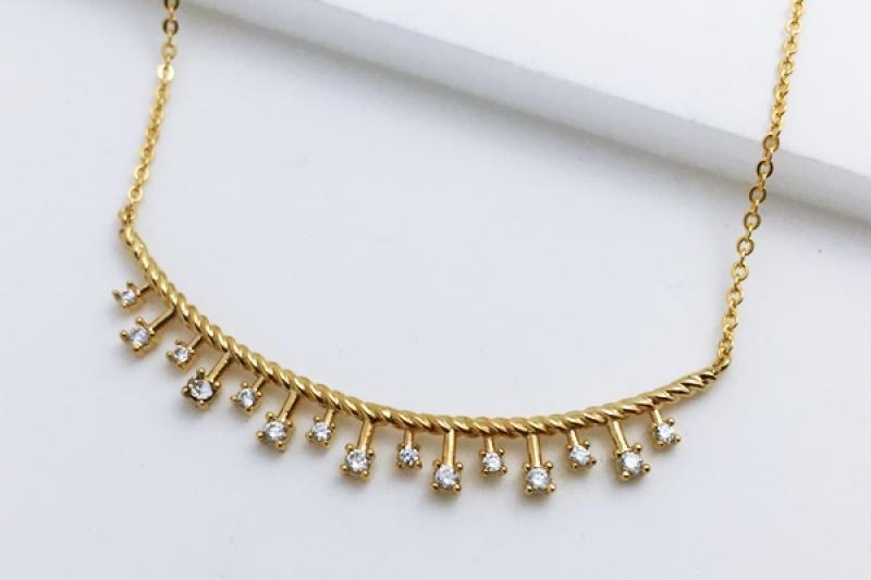 [Ozel] Sensual Glossy Brass Cubic Necklace