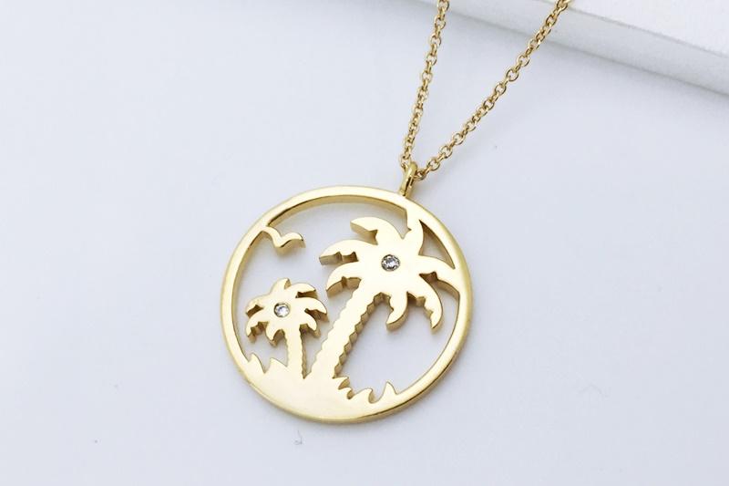 [Ozel] Simple Minimal Glossy Brass Cubic Necklace