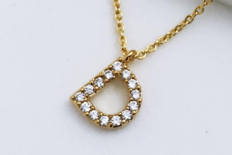 [Ozel] Daily Point Glossy Brass Cubic Necklace