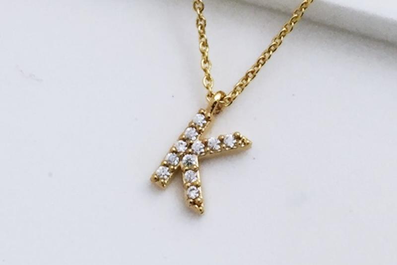 [Ozel] Daily Point Glossy Brass Cubic Necklace