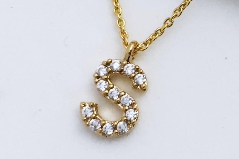 [Ozel] Chic Point Glossy Brass Cubic Necklace