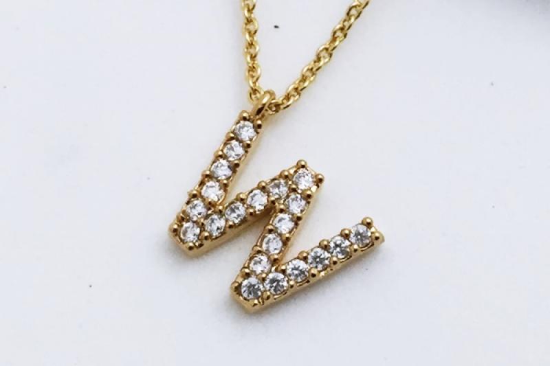 [Ozel] Wedding Guest Look Glossy Brass Cubic Necklace