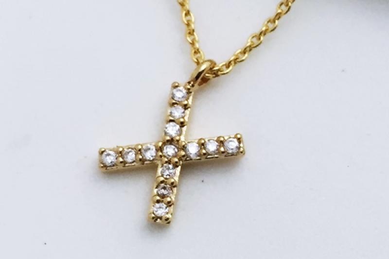 [Ozel] Subtle Charm Glossy Brass Cubic Necklace