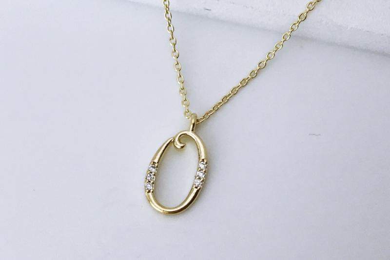 [Ozel] Daily Point Glossy Brass Cubic Necklace