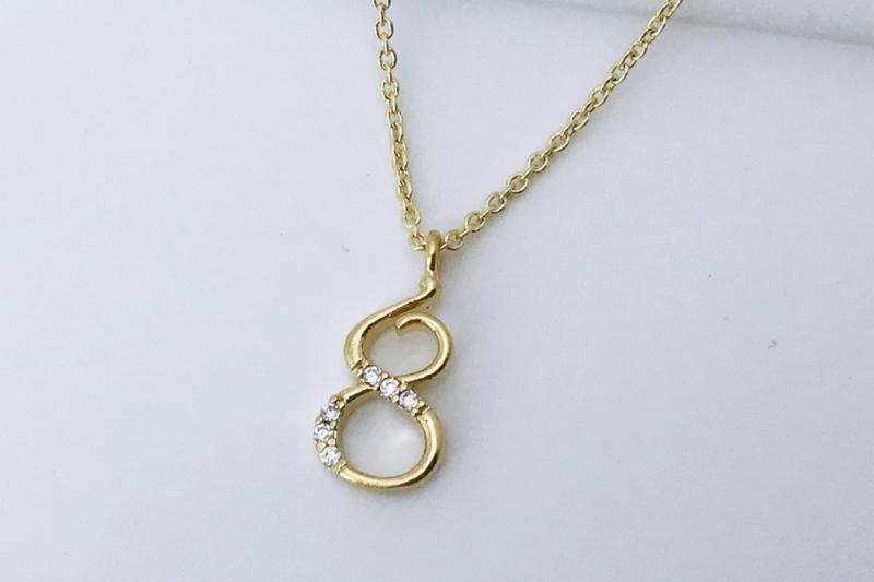 [Ozel] Daily Point Glossy Brass Cubic Necklace