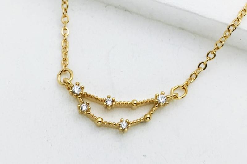 [Ozel] Romantic Mood Glossy Brass Cubic Necklace