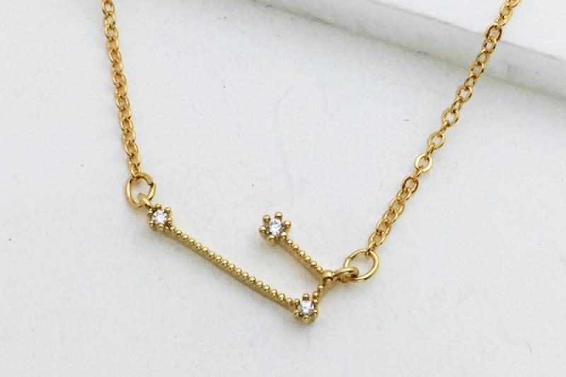 [Ozel] Elegant Glossy Brass Cubic Necklace