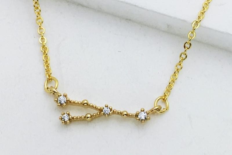 ] Daily Point Glossy Brass Cubic Necklace