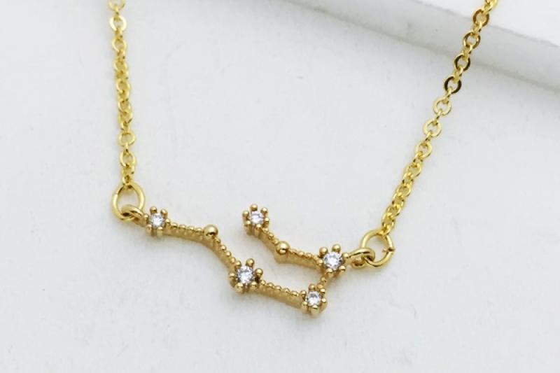 [Ozel] Casual Mood Glossy Brass Cubic Necklace