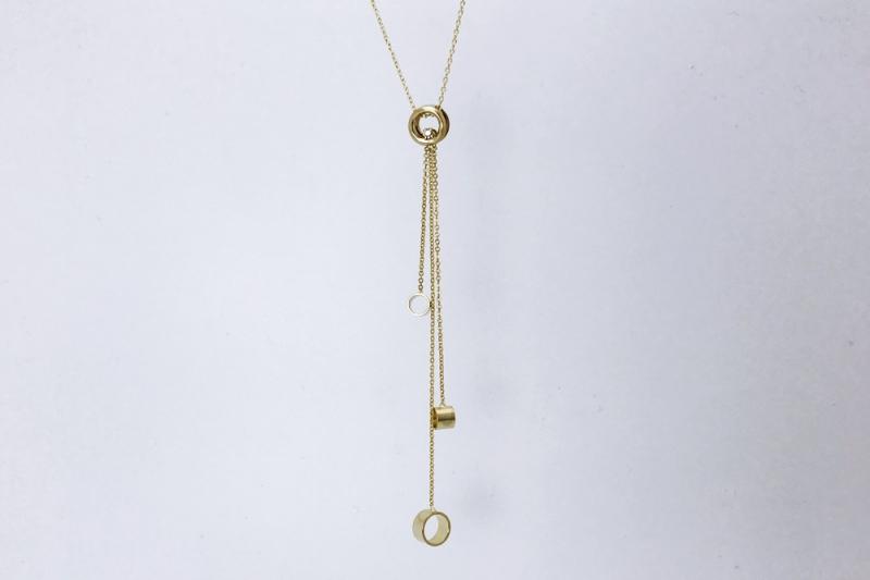 [Ozel] Feminine Glossy Brass Cubic Necklace