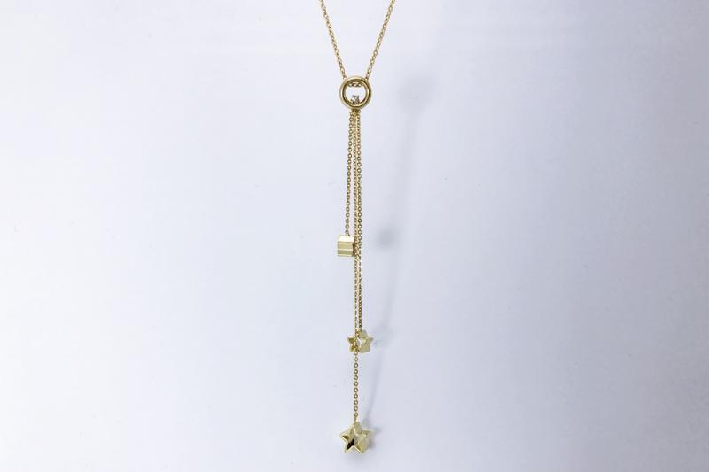 [Ozel] Daily Point Glossy Brass Cubic Necklace