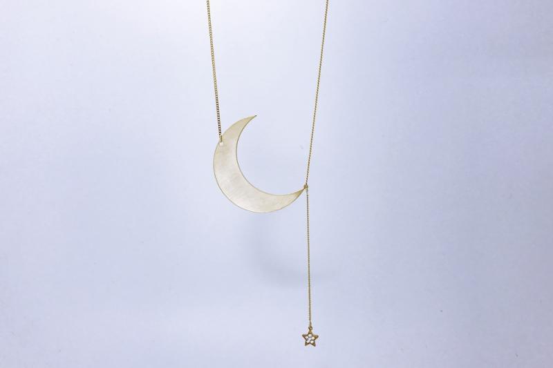 [Ozel] Delicate Fit Glossy Brass Cubic Necklace