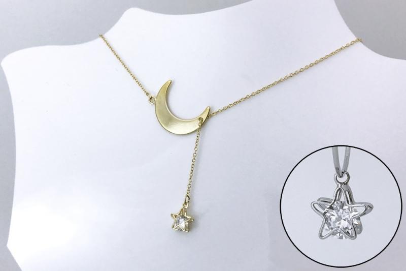[Ozel] Romantic Mood Glossy Brass Cubic Necklace