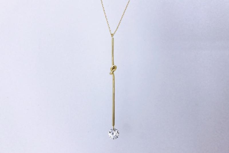 [Ozel] Romantic Mood Glossy Brass Cubic Necklace