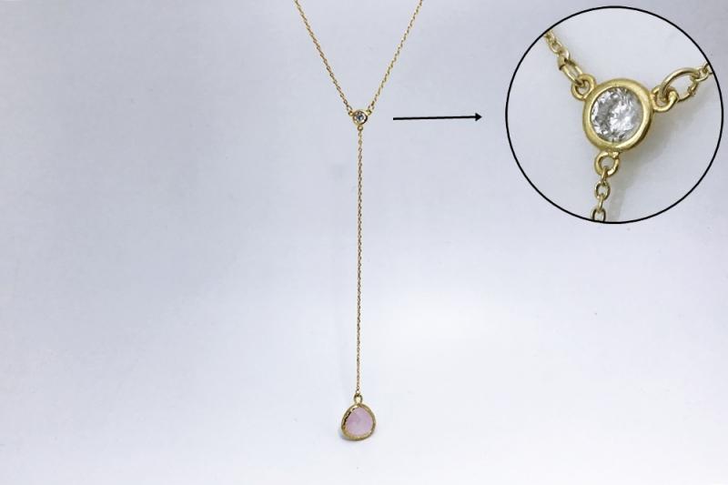 [Ozel] Feminine Glossy Brass Cubic Necklace [Ozel]