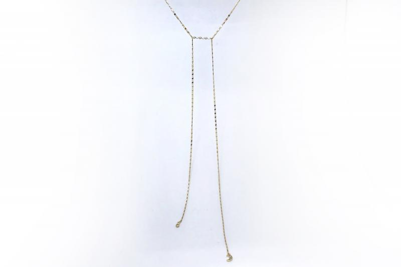 [Ozel] Simple Minimal Glossy Drop Brass Cubic Necklace