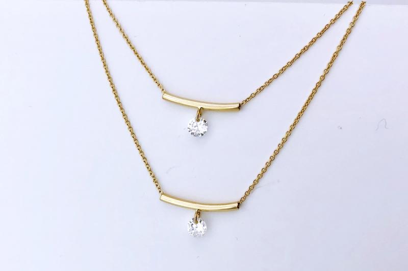 [Ozel] Luxurious Glossy Brass Cubic Necklace