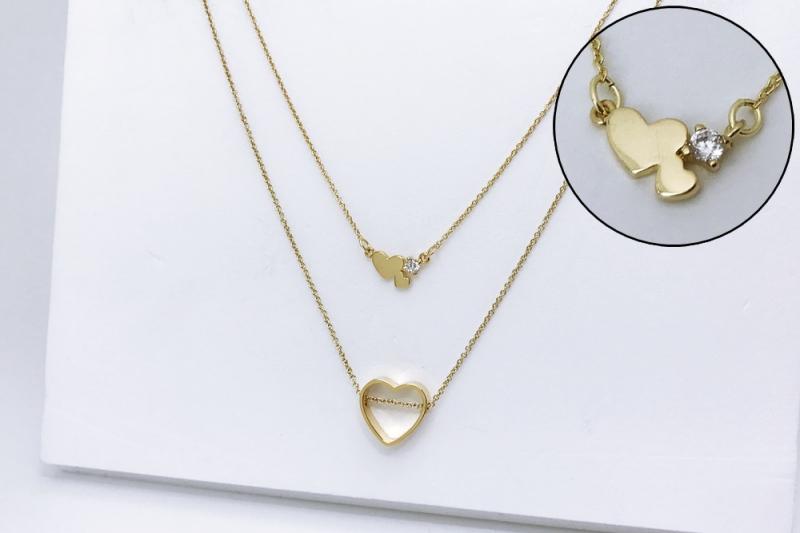 Necklace [Ozel] Daily Point Glossy Brass Cubic Necklace