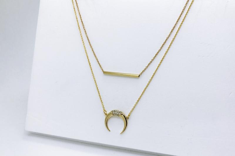 [Ozel] Luxurious Glossy Brass Cubic Necklace