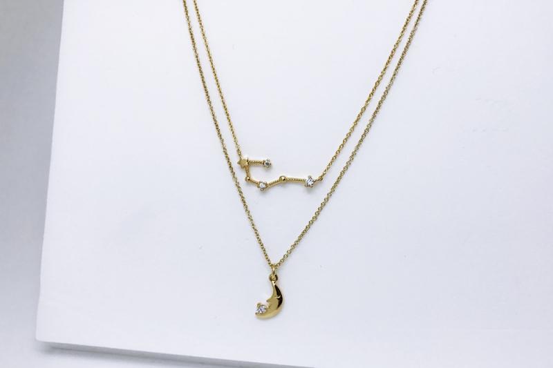 [Ozel] Casual Mood Glossy Brass Cubic Necklace