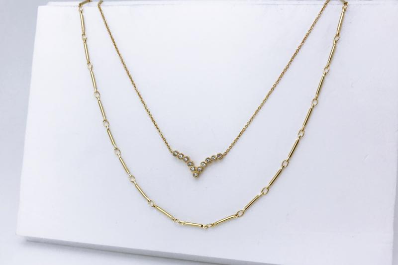 [Ozel] Casual Mood Glossy Brass Cubic Necklace