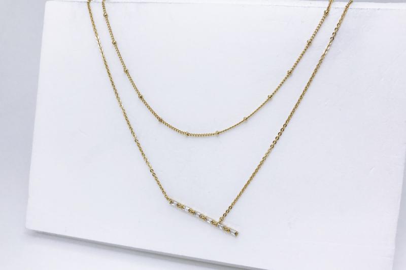 [Ozel] Feminine Glossy Brass Cubic Necklace