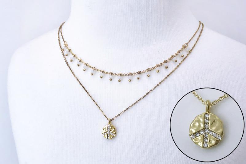 [Ozel] Sophisticated Glossy Brass Cubic Necklace