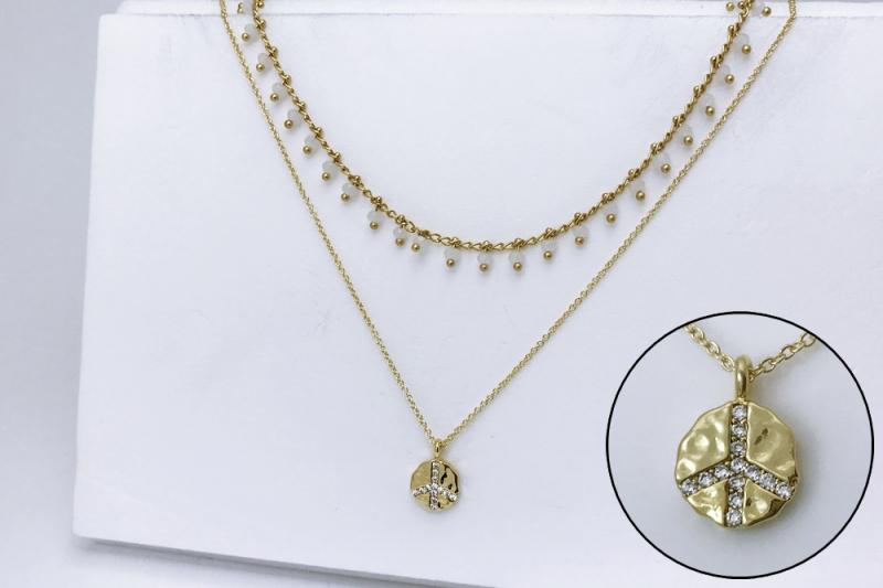 [Ozel] Modern Classic Glossy Brass Cubic Necklace