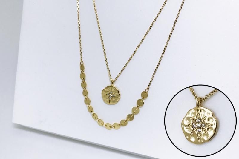 [Ozel] Girlfriend Gift Glossy Brass Cubic Necklace
