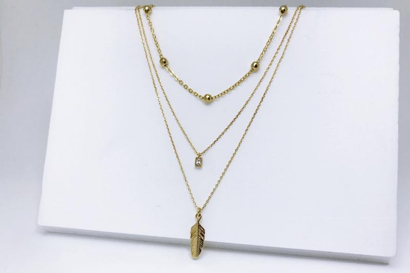 [Ozel] Simple Minimal Glossy Brass Cubic Necklace