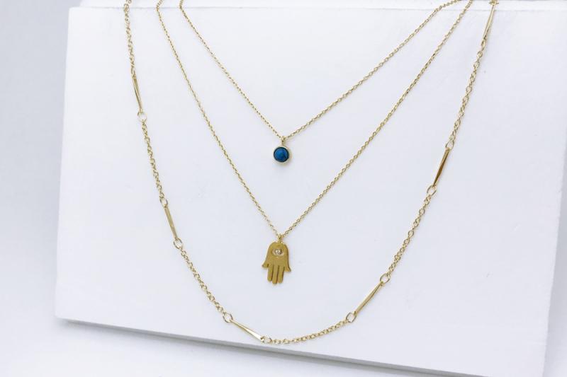 [Ozel] Romantic Mood Glossy Brass Cubic Necklace