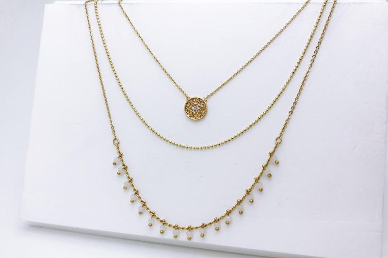 [Ozel] Romantic Mood Glossy Brass Cubic Necklace